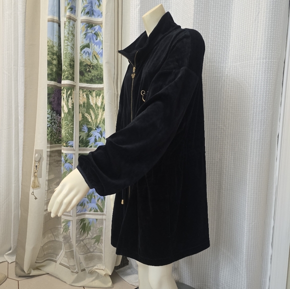 Disney Catalog Mickey Velour Jacket Womens 1XL Black Full Zip Sweatshirt Pockets - Picture 7 of 11